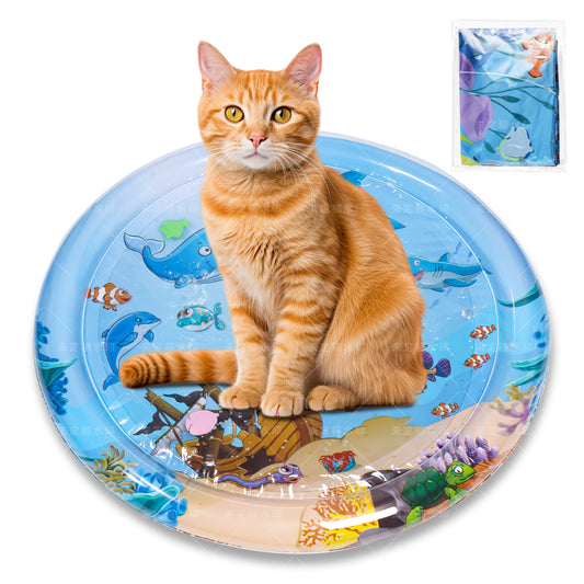 Cats use cat Water Pads. （39 * 39 inch） Thickened and Unbreakable. Cat Toys. Indoor and Outdoor cat Play mats. Self Play Interactive Toys. Pet Toys.