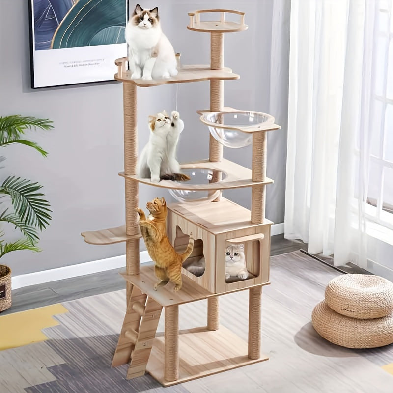 67 Inch Cat Tree Tower, A Cat Game House With Sisal Scratch Rope And Scratching Column, Suitable For Indoor Cats, Multi-layer Pet Furniture, Large Apartments, Climbing Stairs, Plush Toys For Cats, A Cat Tree For Cats, Equipped With Anti Tilt Device