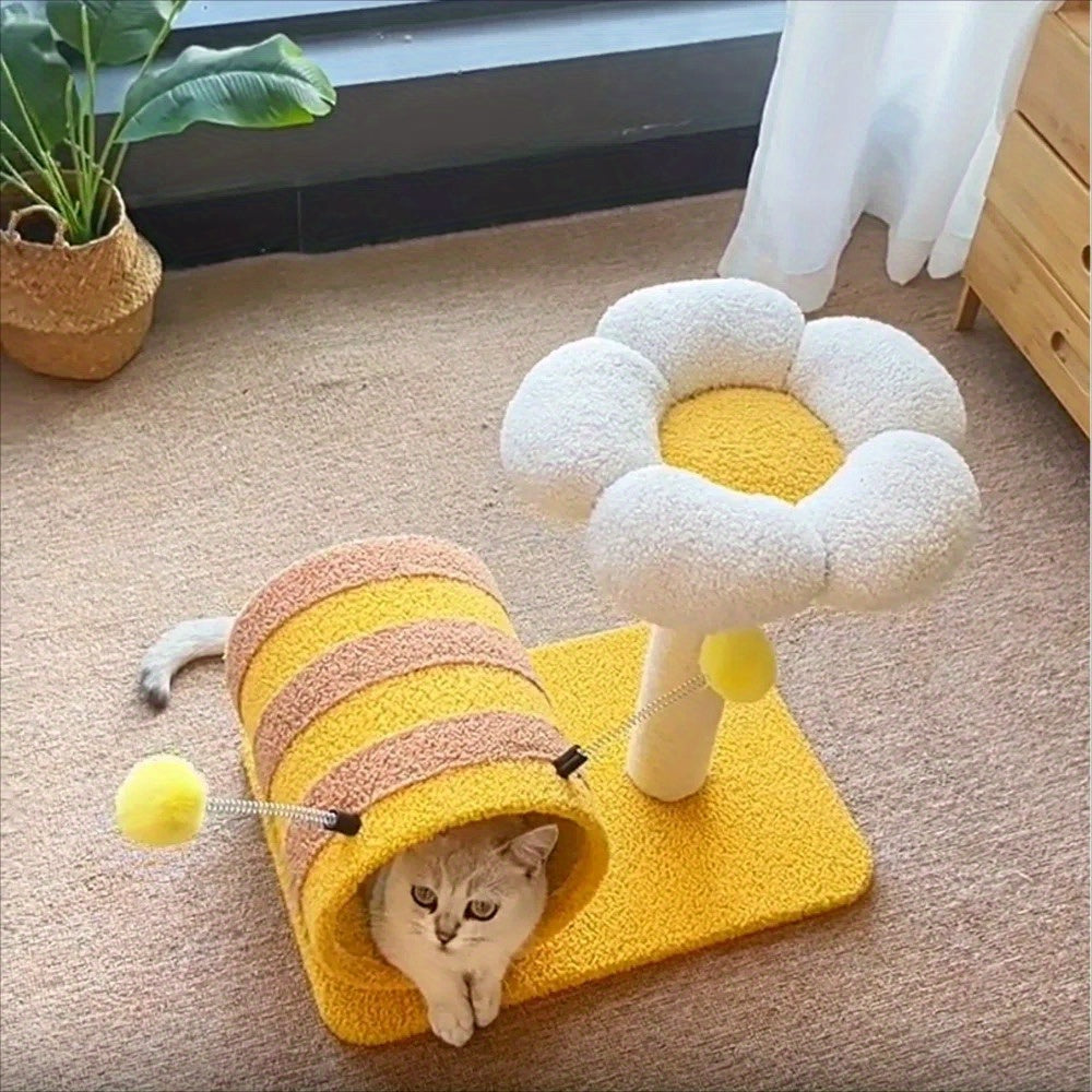 Bee cat climbing frame, sisal cat scratching board, no debris or occupation of cat scratching posts, cat supplies, cute cat trees, cat scratching posts with tunnels