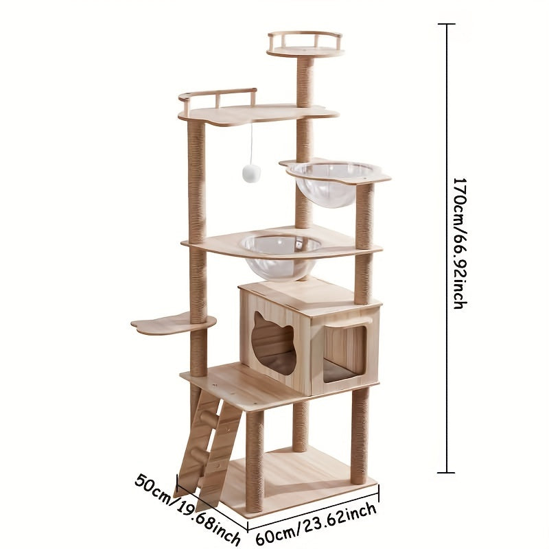 67 Inch Cat Tree Tower, A Cat Game House With Sisal Scratch Rope And Scratching Column, Suitable For Indoor Cats, Multi-layer Pet Furniture, Large Apartments, Climbing Stairs, Plush Toys For Cats, A Cat Tree For Cats, Equipped With Anti Tilt Device