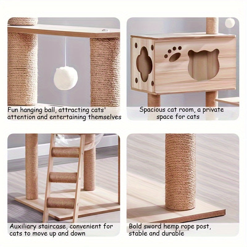 67 Inch Cat Tree Tower, A Cat Game House With Sisal Scratch Rope And Scratching Column, Suitable For Indoor Cats, Multi-layer Pet Furniture, Large Apartments, Climbing Stairs, Plush Toys For Cats, A Cat Tree For Cats, Equipped With Anti Tilt Device