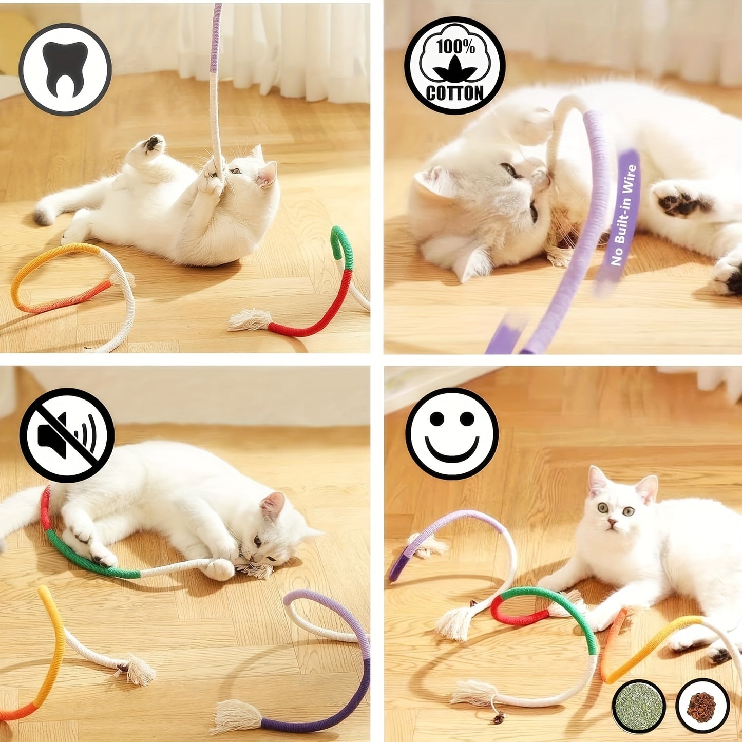 3pcs Cotton Rope Cat Toys For Indoor Cats, Interactive Cat Rope Toys With Silvervine Fruit For Cats And Kittens, Handmade Pet Chew Toys For Teeth Cleaning