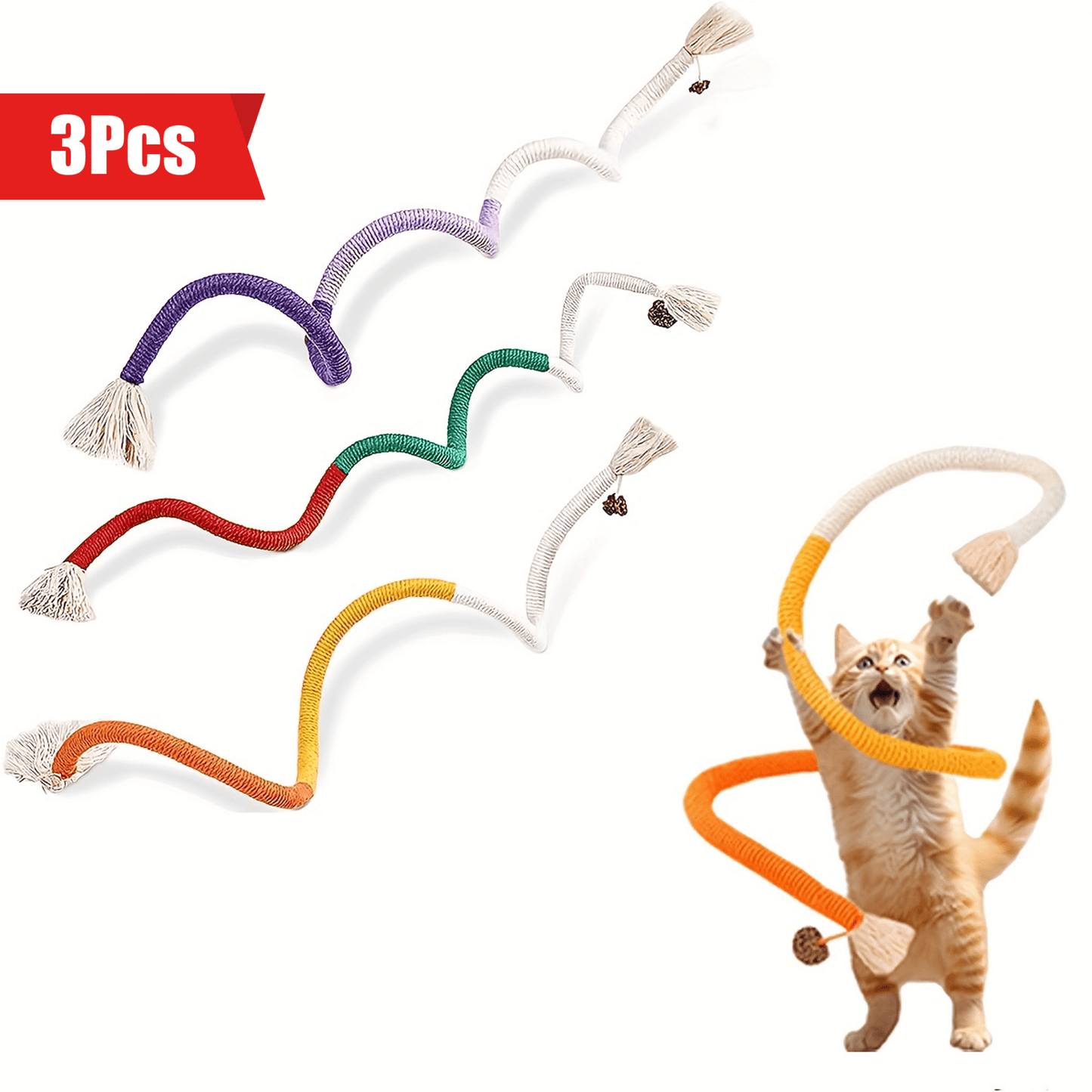 3pcs Cotton Rope Cat Toys For Indoor Cats, Interactive Cat Rope Toys With Silvervine Fruit For Cats And Kittens, Handmade Pet Chew Toys For Teeth Cleaning